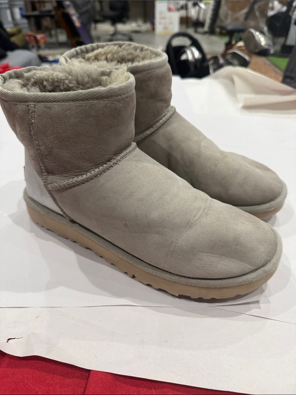 Ugg short Plush Lined Short Winter Boot - light grey and silver
